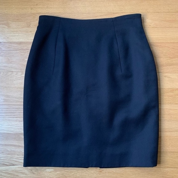 Badgely Mischka Black 100% Wool High Waisted Black Skirt Size 12 - Picture 1 of 8